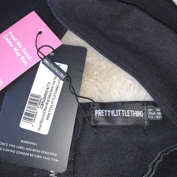 Pretty little thing black acid wash wrap crop top - Picture 8 of 10